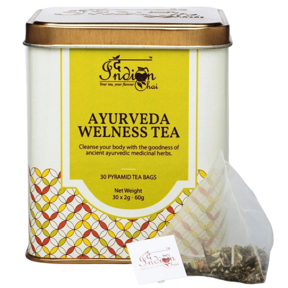 The Indian Chai - Ayurveda Wellness Tea 30 Pyramid Tea Bags for Full Body Detox, Bloating, Digestion and Weight Management