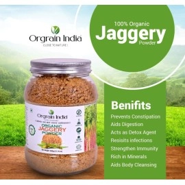 Orgrain India Organic Jaggery Powder 600g | Natural Hand-Crushed Gur | No Preservatives or Additives | Unrefined Sweetener for Tea Coffee Cooking Baking | Rich in Iron & Minerals | Chemical-Free