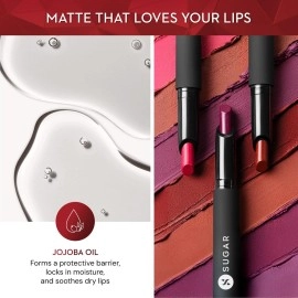 SUGAR Cosmetics - Matte Attack - Transferproof Lipstick - 14 Caffeine Bandit (Chocolate Brown, 2 gm)