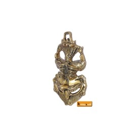 KridayKraft Metal Feng Shui Vastu Showpiece Nazar Battu With Naag Ganesha Suraksha Kawach Mask For Evil Eye Protection For Home, Office Wall & Door Hanging (Gold, Medium) - 9.5 Cm