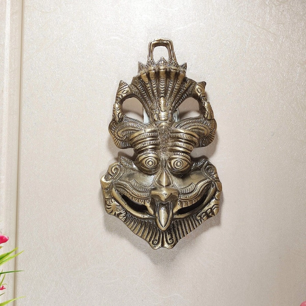 KridayKraft Metal Nazar Battu with Naag Ganesha for Evil Eye Protection and Nazar Suraksha (Bad Eye), Suraksha Kawach Mask (Grey, Medium)