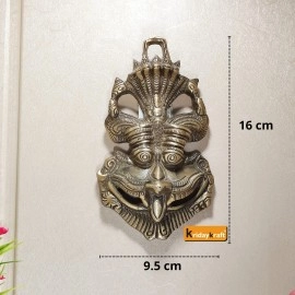 KridayKraft Metal Nazar Battu with Naag Ganesha for Evil Eye Protection and Nazar Suraksha (Bad Eye), Suraksha Kawach Mask (Grey, Medium)