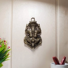 KridayKraft Metal Nazar Battu with Naag Ganesha for Evil Eye Protection and Nazar Suraksha (Bad Eye), Suraksha Kawach Mask (Grey, Medium)