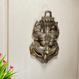 KridayKraft Metal Nazar Battu with Naag Ganesha for Evil Eye Protection and Nazar Suraksha (Bad Eye), Suraksha Kawach Mask (Grey, Medium)