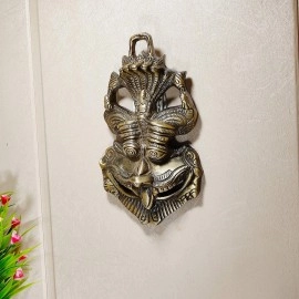 KridayKraft Metal Nazar Battu with Naag Ganesha for Evil Eye Protection and Nazar Suraksha (Bad Eye), Suraksha Kawach Mask (Grey, Medium)