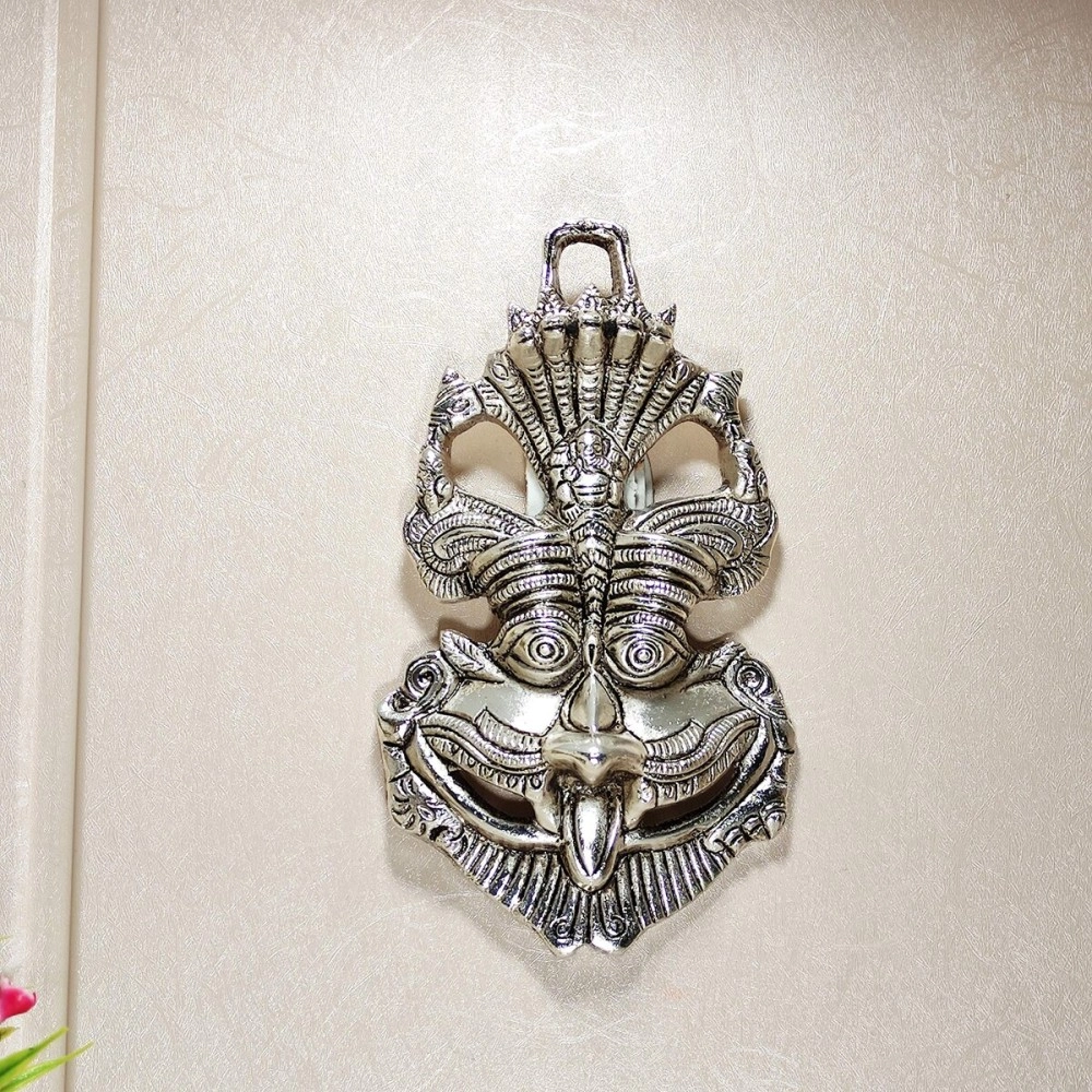 KridayKraft Metal Nazar Battu with Naag Ganesha for Evil Eye Protection and Nazar Suraksha (Bad Eye), Suraksha Kawach Mask for Home, (Silver)