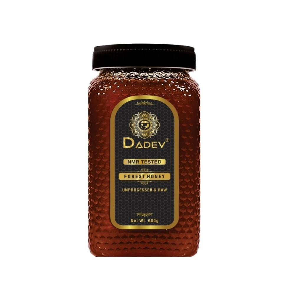 DADEV Honey NMR Tested 100% Pure Raw Honey, Unprocessed Forest Organic Honey-600gm GLASS JAR