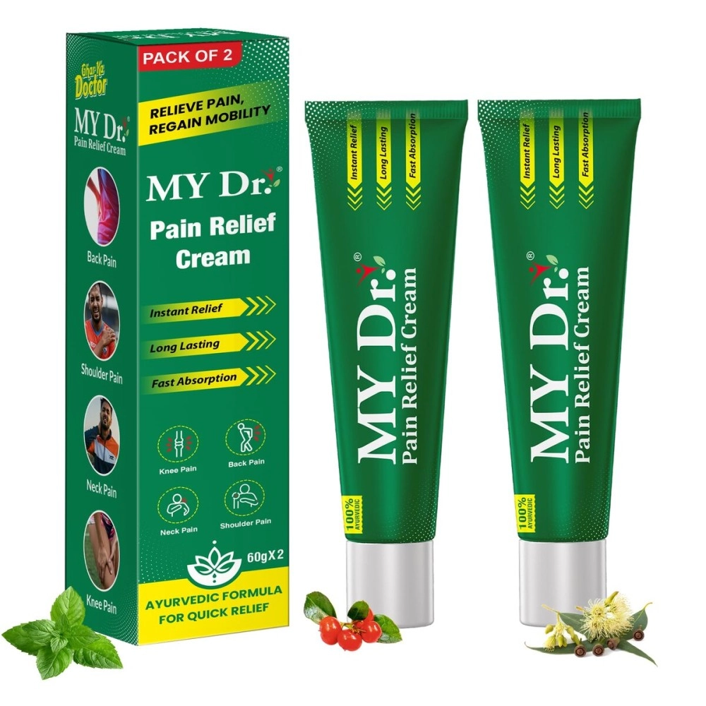 MY Dr. Pain Relief Cream 60g (50g + 10g Free) - Pack of 2 - Relieves Back Pain and Joint Pains - Non-Sticky, Stain-Free and Fast Absorption