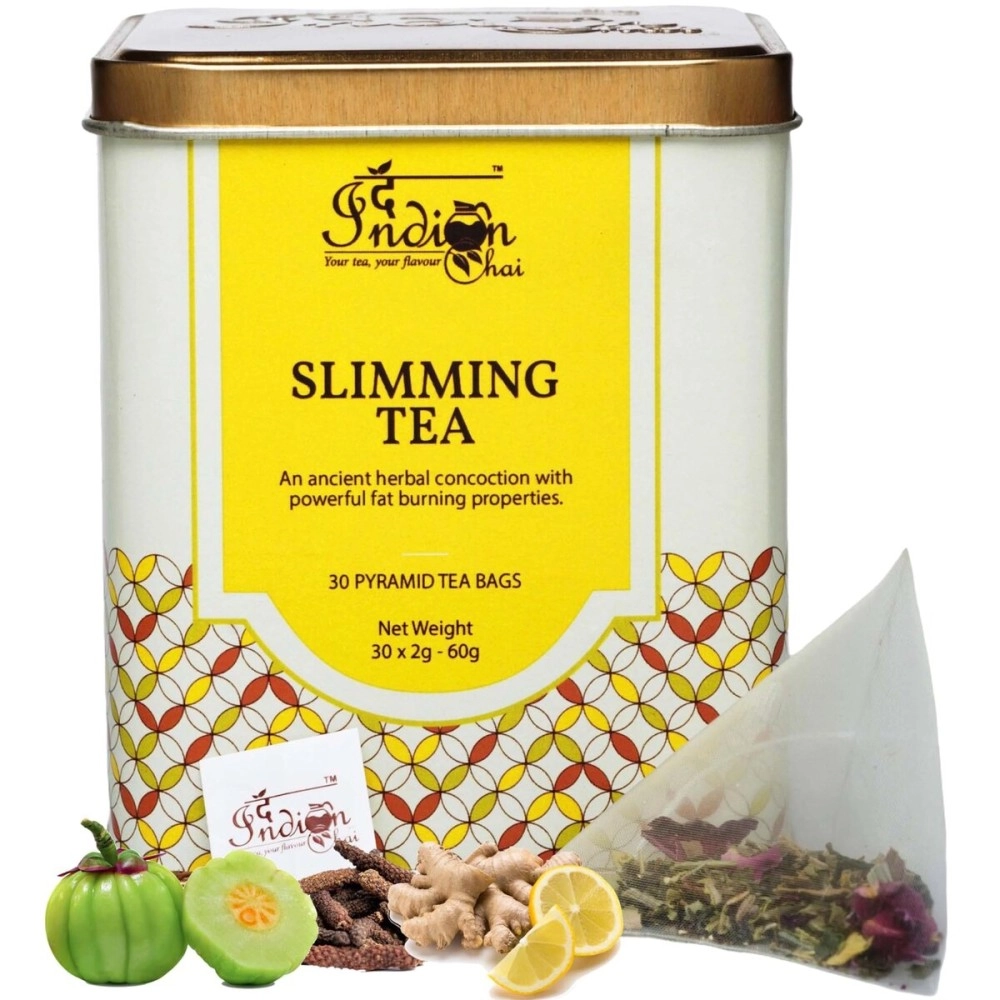 The Indian Chai - Slimming Tea 30 Pyramid Tea Bags for Weight Loss with Garcinia Cambogia, Lemongrass, Hibiscus & more, Wellness