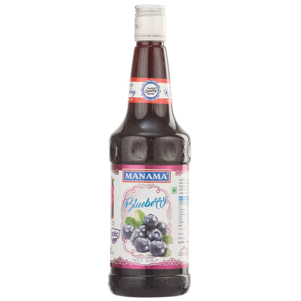 Manama Blueberry Syrup | Mixer for Mocktails, Cocktails, Drinks, Juices, Beverages | Non Alcoholic Mix 750ML Bottle