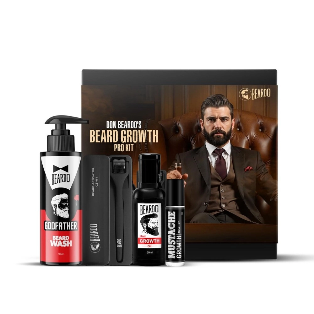 BEARDO Don\'s Beard Growth Pro Kit for Men | Complete Beard Growth & Grooming Kit | Ideal Gift Set for Men | Gift for Brother | Beard Care Starter Kit
