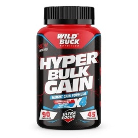 WILD BUCK Hyper Bulk Gain Mass & Weight Gainer Capsule For Fast Weight & Muscle Gain,Daily Muscle Building Weight Supplement For Muscle Growth,Stamina & Strength,For Men & Women- 90 Cap,1 Count