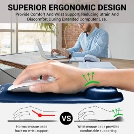 Tukzer Gel Mouse Pad Wrist Rest Memory-Foam Ergonomic Mousepad| Cushion Wrist Support & Pain Relief| Suitable for Gaming, Computer, Laptop, MacBook, Home & Office Non-Slip Rubber Base (Blue)
