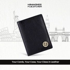 HAMMONDS FLYCATCHER Black Leather Unisex RFID Card Holder (CC601V), Black, Minimalist