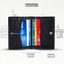 HAMMONDS FLYCATCHER Black Leather Unisex RFID Card Holder (CC601V), Black, Minimalist