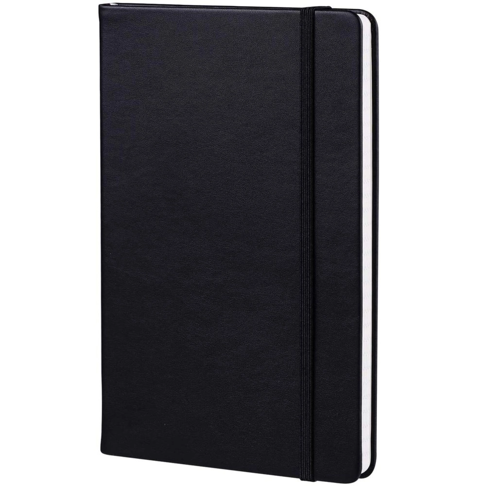 AccuPrints Black Pu Leather Notebook Diary 5.8 * 8.3 inches 200 Ruled Pages with 12 Habit Development and 12 Month Planner Pages (224 Pages) with Elastic Lock 2021