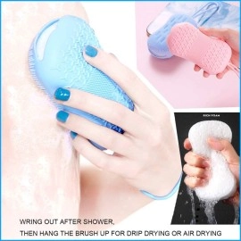 CLOUDTAIL CHOICE Silicone Body Scrubber, Double-Sided Body Scrub Brush for Deep Cleasing Exfoliating, Super Soft Silicone Loofah with Rebound Sponge, Suitable for Women Men Kids Shower, Skin Body