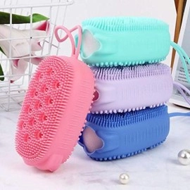 CLOUDTAIL CHOICE Silicone Body Scrubber, Double-Sided Body Scrub Brush for Deep Cleasing Exfoliating, Super Soft Silicone Loofah with Rebound Sponge, Suitable for Women Men Kids Shower, Skin Body