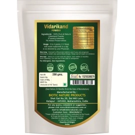Biotic Natural Vidarikand Powder 200gm - Vidari Kand Churna - Original Bidarikand Powder