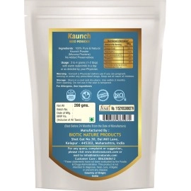 Biotic White Kaunch Beej Powder Organic 400gm - Mucuna Pruriens Seed Powder - Velvet Beans Seeds Churna - Konch Beej Churn - Kauch Ke Beej Ka Powder (Pack of 2)