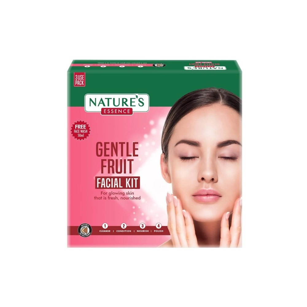 NATURES ESSENCE Gentle Fruit Facial Kit 3 Use, White, 1 count, 60 gm, Multi, 60 g (Pack of 1)