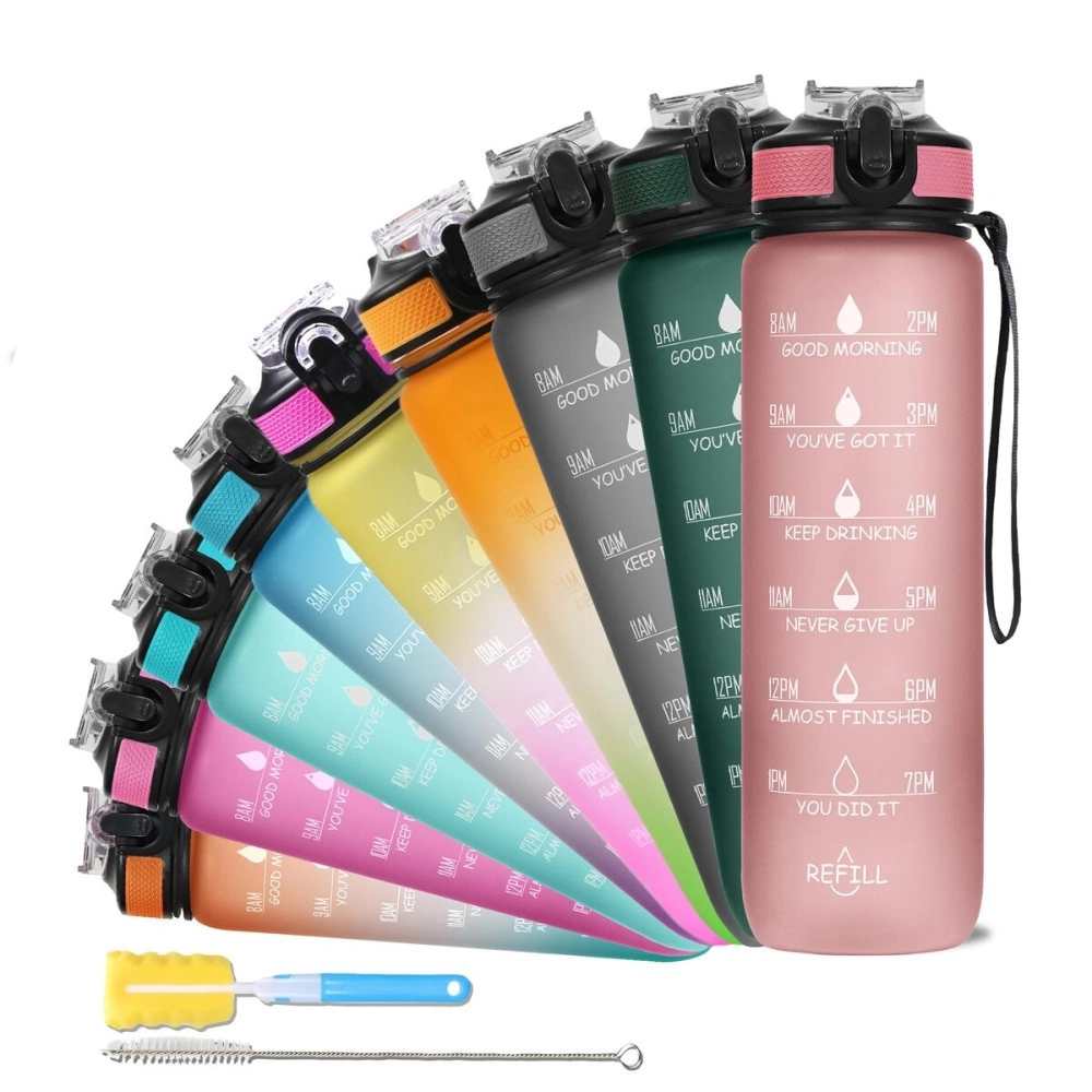 SOLARA Unbreakable Water Bottle with Motivational Time Marker, Sipper Bottle with Straw for Gym Office, Mobile app with Drinking Water Reminder, Detoxing ebook Included, Pearly Pink, Silicone, 1 Piece