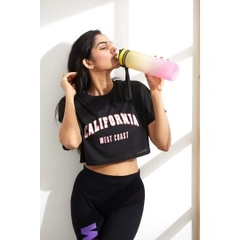 SOLARA Unbreakable Water Bottle with Motivational Time Marker, Sipper Bottle with Straw for Gym Office, Mobile app with Drinking Water Reminder, Detoxing ebook Included, Pearly Pink, Silicone, 1 Piece