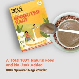 TOTS AND MOMS Sprouted Ragi Powder - First Food | Organic Certified Wholesome & Natural Supergrain Porridge - 200G - Ragi Powder
