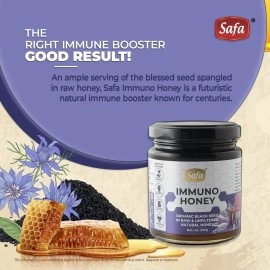 Safa Black Seed Honey Immune Booster Organic Honey Raw Unprocessed Natural Kalonji Honey Unheated With No Added Sugar|For Nurturing Growing Children & Adults Natural, Unpasteurized, 250G Glass Jar