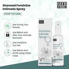 SheNeed Feminine Intimate Spray with Aloe Vera Menthol for Women (100ml)