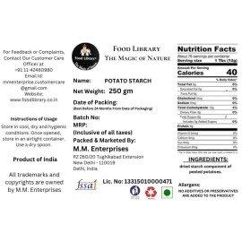 Food Library The Magic Of Nature Starch | Binder | Thickner | Flour | Cornflour (250gm, Potato Starch Powder)