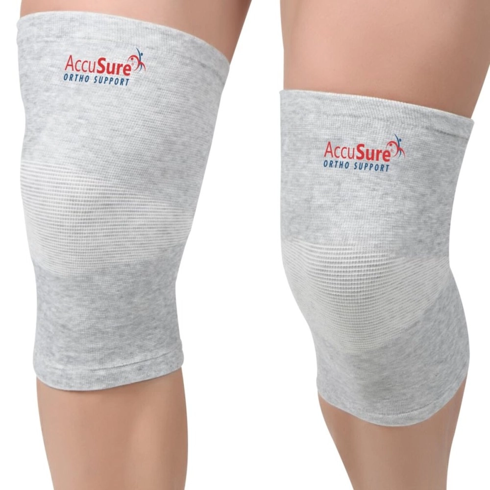 AccuSure Bamboo Yarn 4 Way Stretchable Pain Relief Knee Support (M)