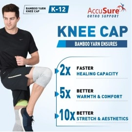 AccuSure Bamboo Yarn 4 Way Stretchable Pain Relief Knee Support (M)