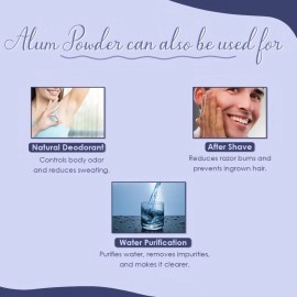 Purified Alum Powder (phitkari) by mi Nature | 227g(8 oz) (0.5 lb) | 100% Only Alum Powder | Nothing Added