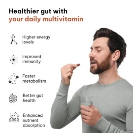 hk vitals Multivitamin Plus Probiotics (60 Tablets) | For Men and Women | Vitamin C, Vitamin B, Vitamin D, & Zinc, Supports Immunity and Gut Health