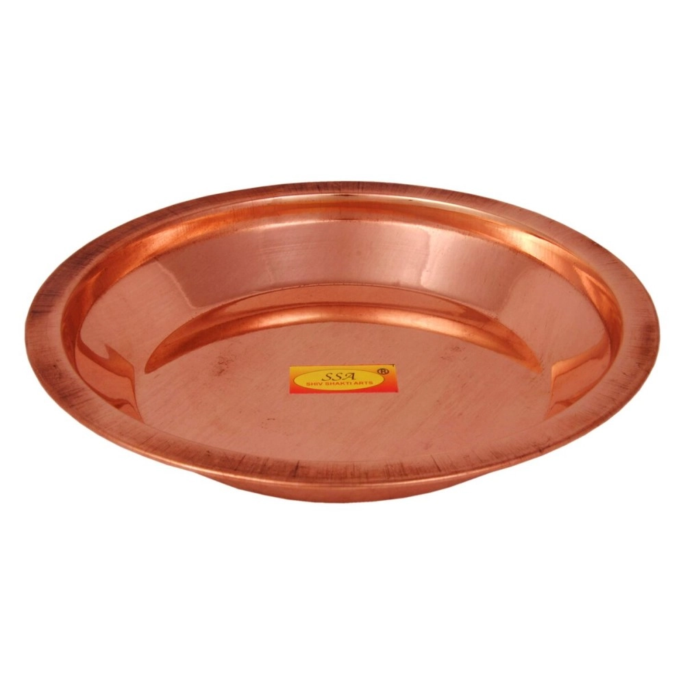 Shiv Shakti Arts 100% Pure Copper Pooja Thali Plate Taman - (Diameter - 5.12 Inch, Heavy)
