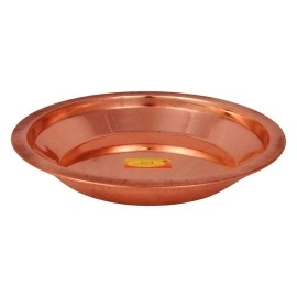 Shiv Shakti Arts 100% Pure Copper Pooja Thali Plate Taman - (Diameter - 5.12 Inch, Heavy)