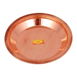 Shiv Shakti Arts 100% Pure Copper Pooja Thali Plate Taman - (Diameter - 5.12 Inch, Heavy)