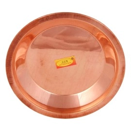 Shiv Shakti Arts 100% Pure Copper Pooja Thali Plate Taman - (Diameter - 5.12 Inch, Heavy)