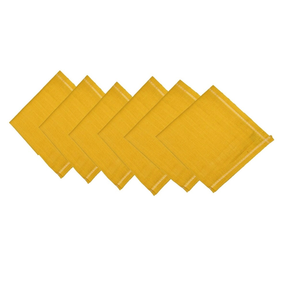 Vistas 100% cotton Yellow handkerchief Rumal for men set of 6 pcs (50 * 44 Cm) hankies