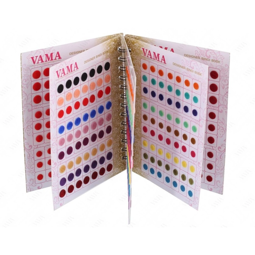 Vama FashionsIndian Simple Plain Round Multicolour Forehead Dots Bindi Booklet For Women & Girls (Medium Bindi Small Book - 504 bindis)