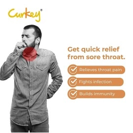 Curkey Pastilles for Quick Relief from Sore Throat with Natural Curcumin Extract from Turmeric | Sugar Free, Mint Flavour - 10 Pastilles (Pack of 10)