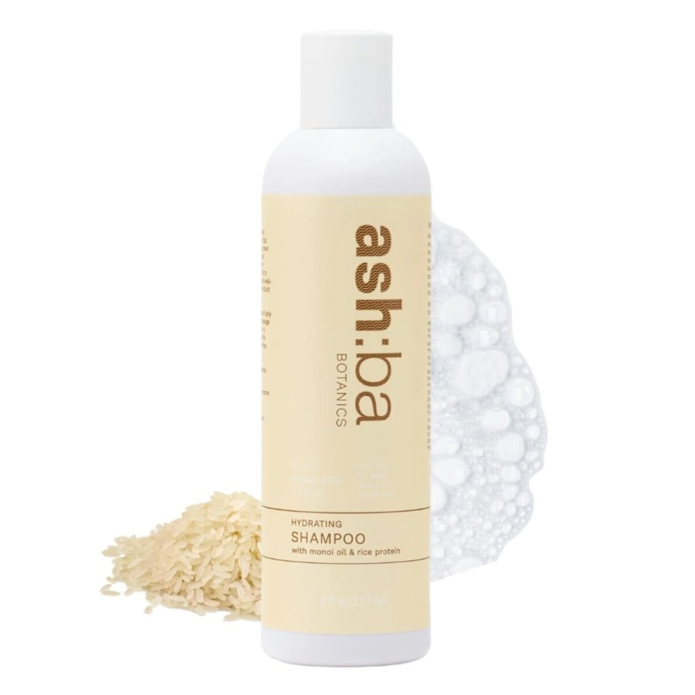 Ashba Botanics Hydrating Shampoo for curly & wavy hair (237 ML) | Softly Cleanses, Removes Buildup with Monoi Oil & Rice Protein | For Men & Women | Paraben, Sulfates, EDTA Free | Premium Ingredients