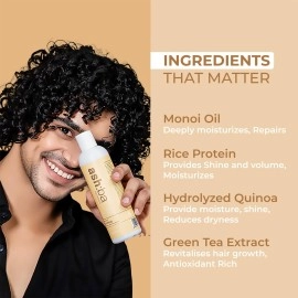 Ashba Botanics Hydrating Shampoo for curly & wavy hair (237 ML) | Softly Cleanses, Removes Buildup with Monoi Oil & Rice Protein | For Men & Women | Paraben, Sulfates, EDTA Free | Premium Ingredients