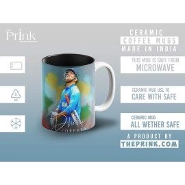 Prink MS Dhoni Cricketer Coffee Mug with Print | Cricket Printed Coffee Mug | Mahi Coffee Mugs | Gift for Friends, Kids, Dhoni Fans | 330ml, Microwave & Dishwasher Safe