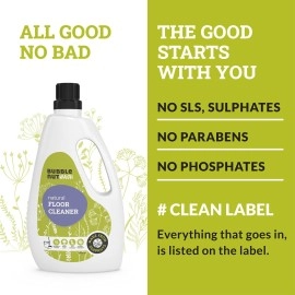 BubbleNut Wash Floor Cleaner- Natural & Organic Liquid Disinfectant, Baby safe, Pet friendly, Insect Repellent, Herbal, pH neutral (1 Lit)