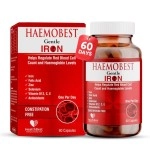 HealthBest Haemobest Capsules Iron Supplement | Increases Hemoglobin | Ideal for Sensitive Stomachs - Non-Constipating | Red Blood Cell Supplement | 60 Capsule