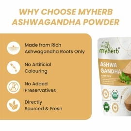 MYHERB 100% Pure Natural Organic Ashwagandha Powder || 227 Gm || Withania Somnifera || Ayurvedic Formula || Support for Stress-free Living- For Men And Women