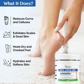 Dr Foot 40% Urea Gel with 1% Salicylic Acid, Coconut & Tea Tree Oil Moisturizes Callus Cracked Rough Dry Dead Skin and Corns, Softens Thick Painful Nails, 100 g
