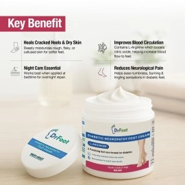 Dr Foot Diabetic Neuropathy Foot Cream L-Arginine & Dimethicone Improves Blood Circulation, 100 g